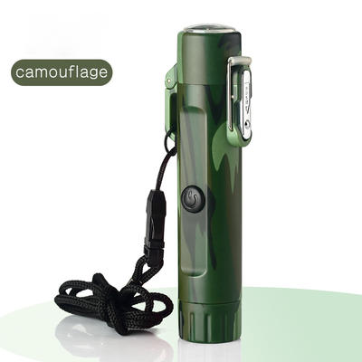 Outdoor 2020 Most Pop Waterproof Electric Lighter, Rechargeable Camouflage Survival Lighter Device with Compass