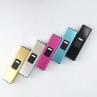 rechargeable keychain electric slider custom logo metal cheap lighter with flashlight function
