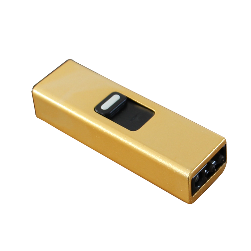 No Gas No Flame USB Rechargeable Eco-Friendly Single Arc Gold Electric Lighter With Flashlight