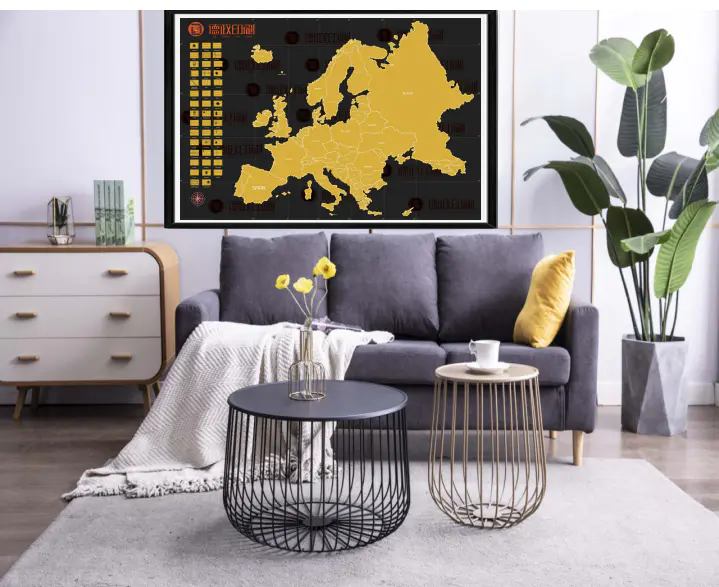 New Design Personalized Design Deluxe Edition Scratch Off Europe Map For Traveler with flags