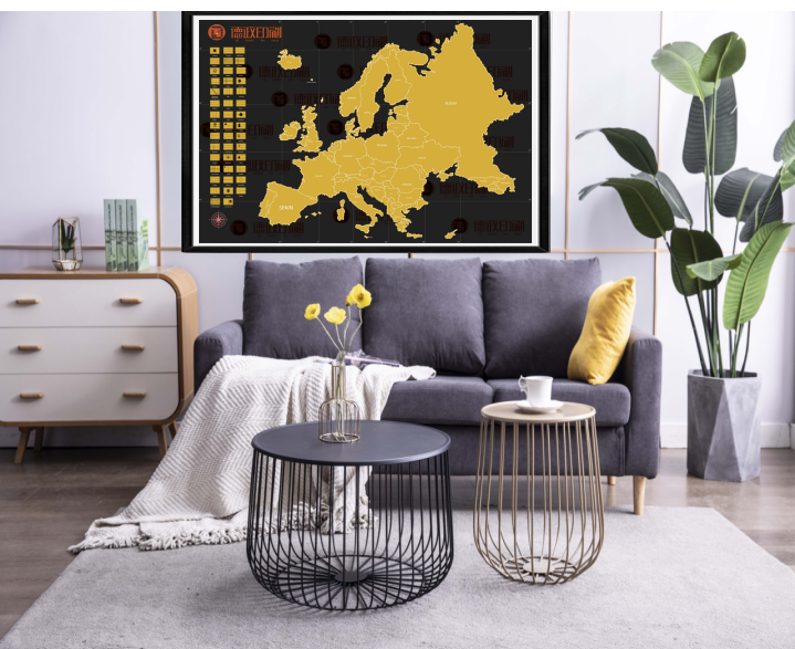 product-New Design Personalized Design Deluxe Edition Scratch Off Europe Map For Traveler with flags-1