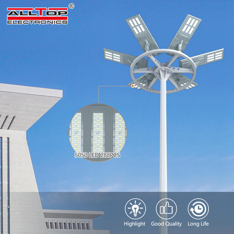 ALLTOP Hot sale outdoor waterproof aluminum housing ip65 smd 200w integrated all in one solar led high mast light
