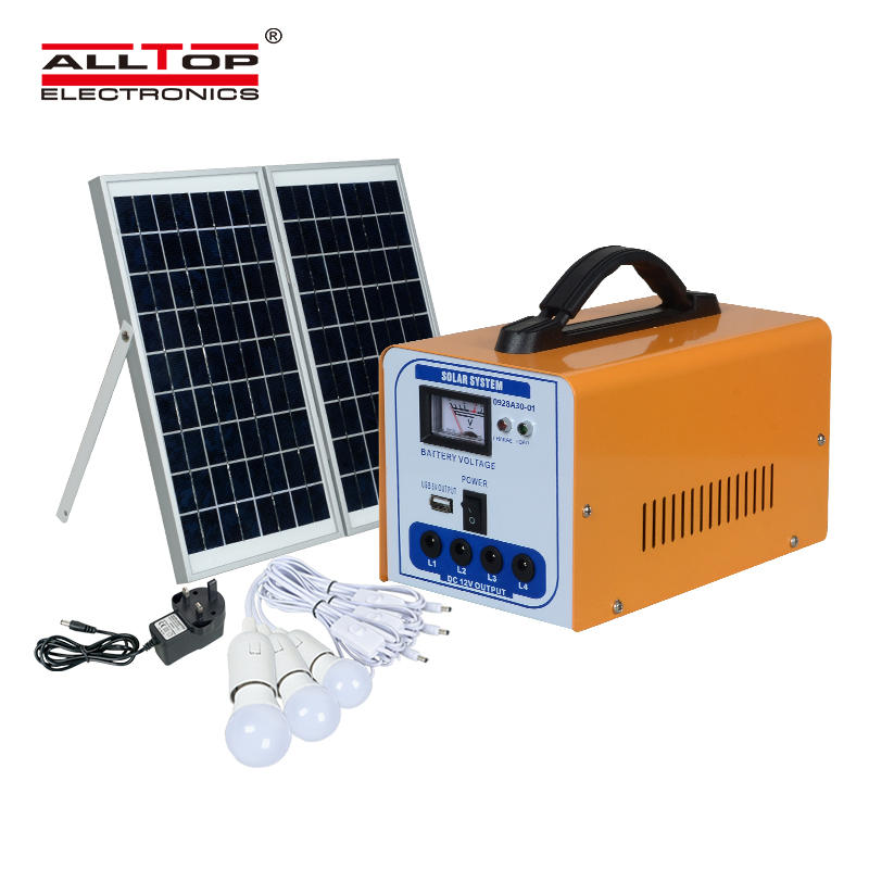 ALLTOP Hot sale off grid Lead acid battery solar energy system home 30w solar power system with the bulb