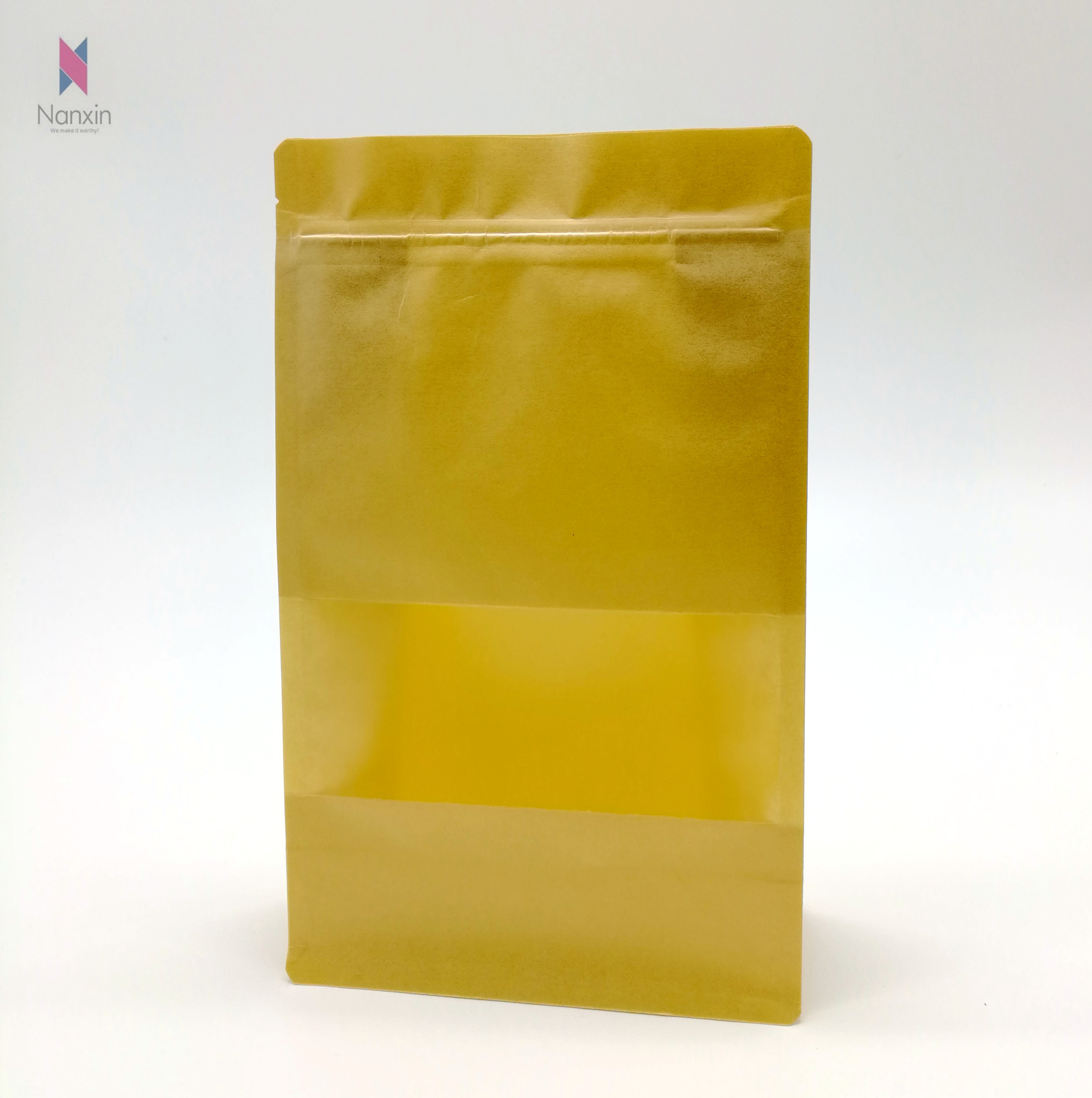 china supplier zipper brown kraft paper bag with clear window