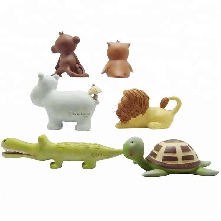 Customized Mini cute resin animal hippo monkey turtle lion crocodile owl statues sets