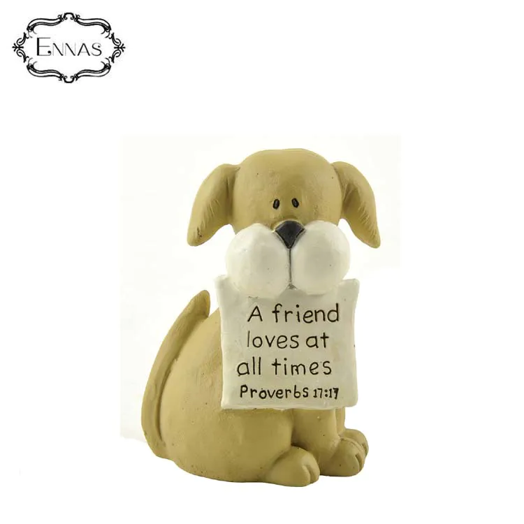 Striped Dog Holding Letters Animal Sculpture Crafts Gift