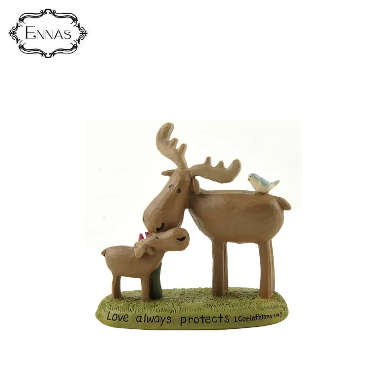 Resin crafts 'love protection' moose parents and children animal gifts crafts
