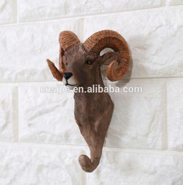American Retro Walled Resin Animal Wall Hanging Deer Creative Decorative Hook