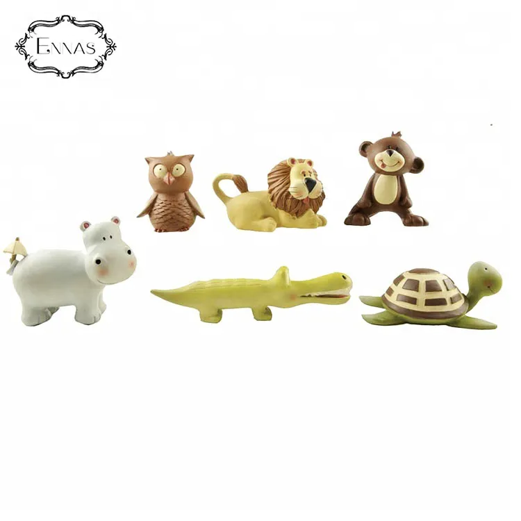 Customized Mini cute resin animal hippo monkey turtle lion crocodile owl statues sets