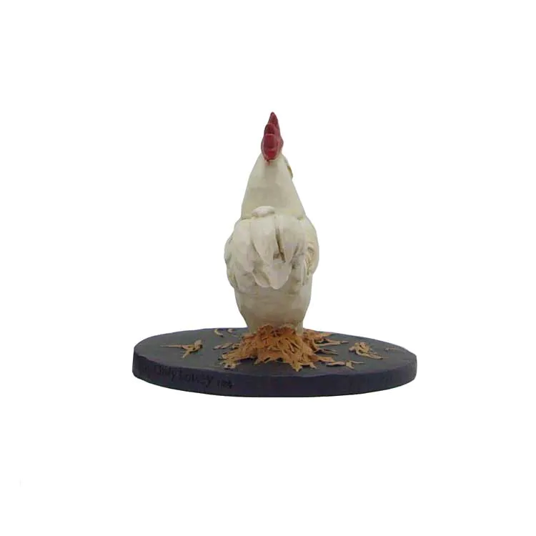 Artificial resin crafts rooster on base with straw handmade gifts
