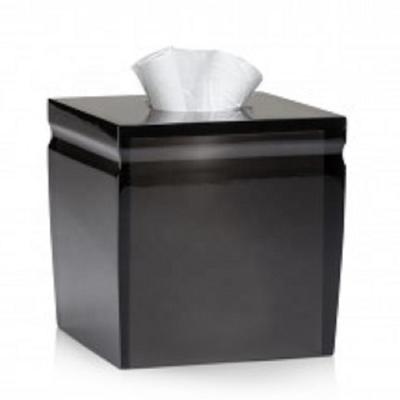 Luxury Semi Black Clear Polished Resin Tissue Box Cover for Home