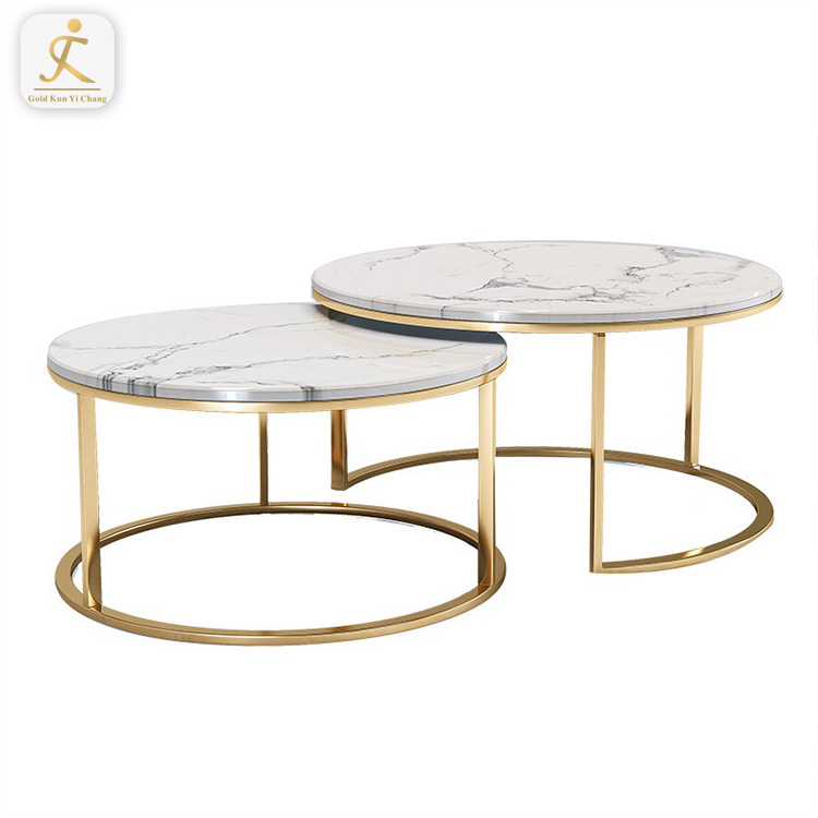 Customized Simple design round furniture decor metal table frame stainless steel table base with marble coffee table legs