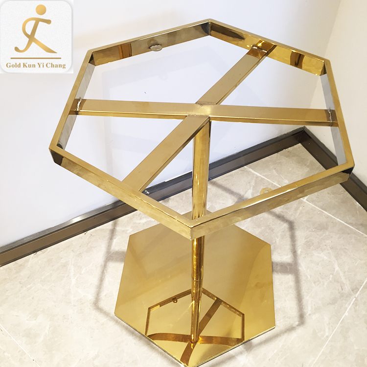 Irregular design polygon modern metal coffee table base stainless steel table legs custom