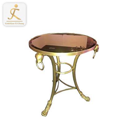 customized glass top coffee table curved stainless steel leg brushed gold tea coffee table metal leg