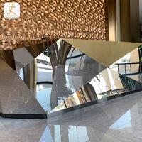 modern high glossy silver metal unique reception desk table front counter customized stainless steel company reception desk