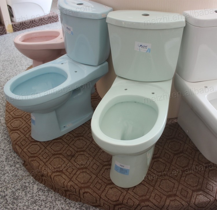 Green color two piece modern toilet bowl