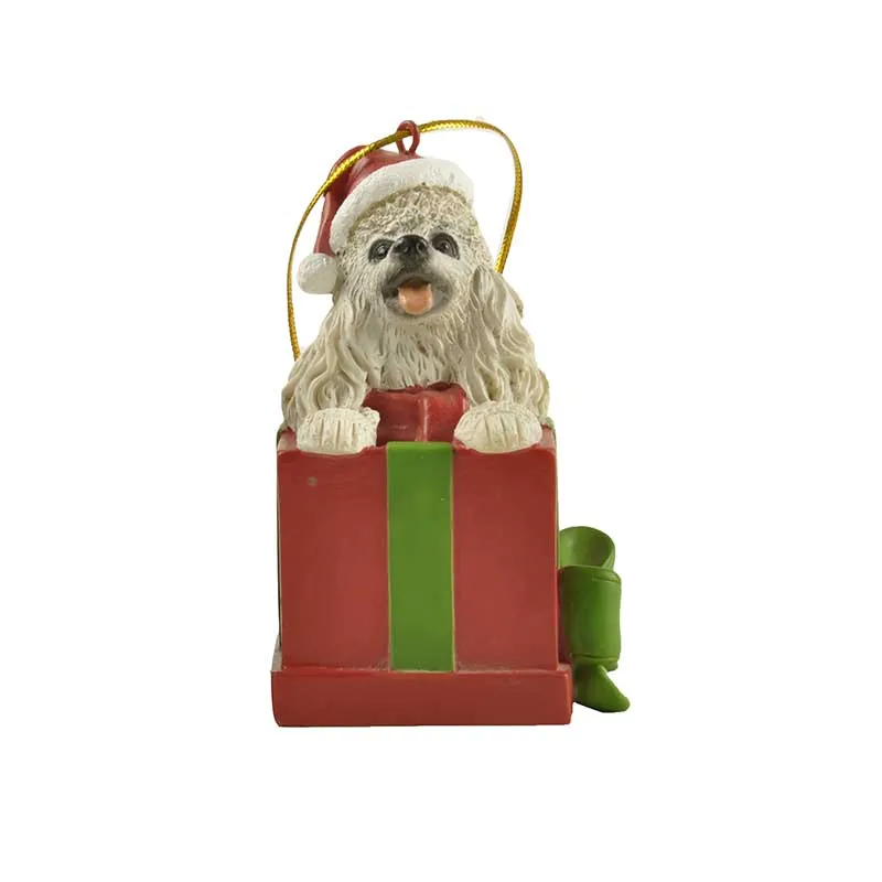 Wholesale white poodle Christmas home accessories in gift box decorations