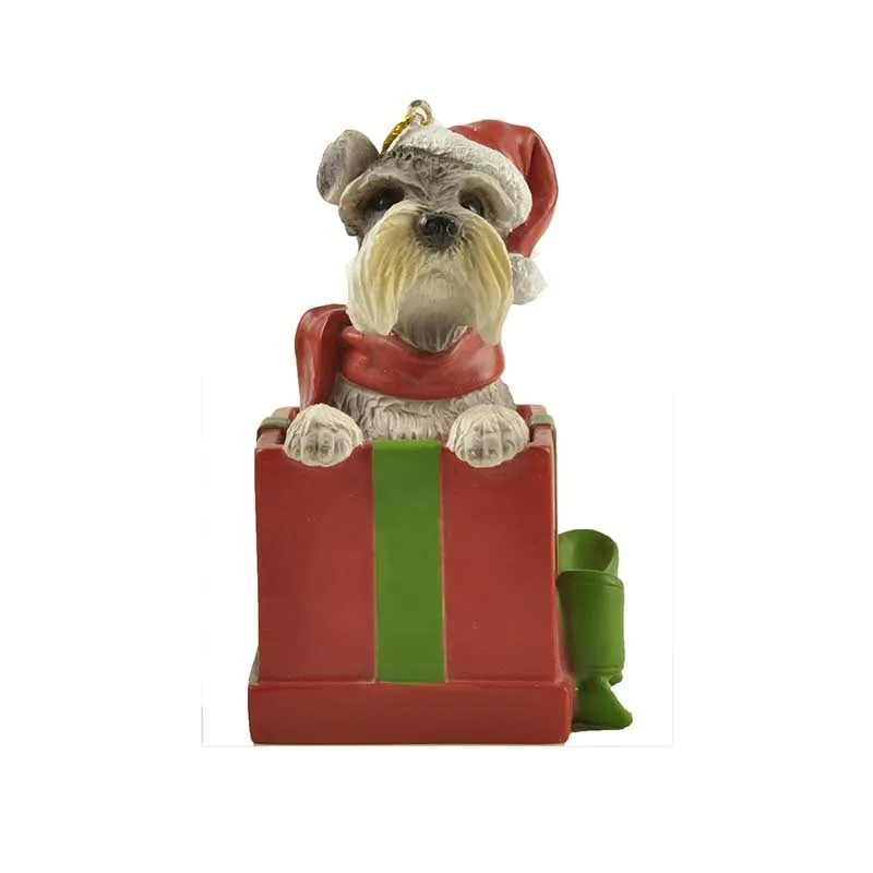 Christmas gift Shih tzu dog in gift box ornament living room table accessories