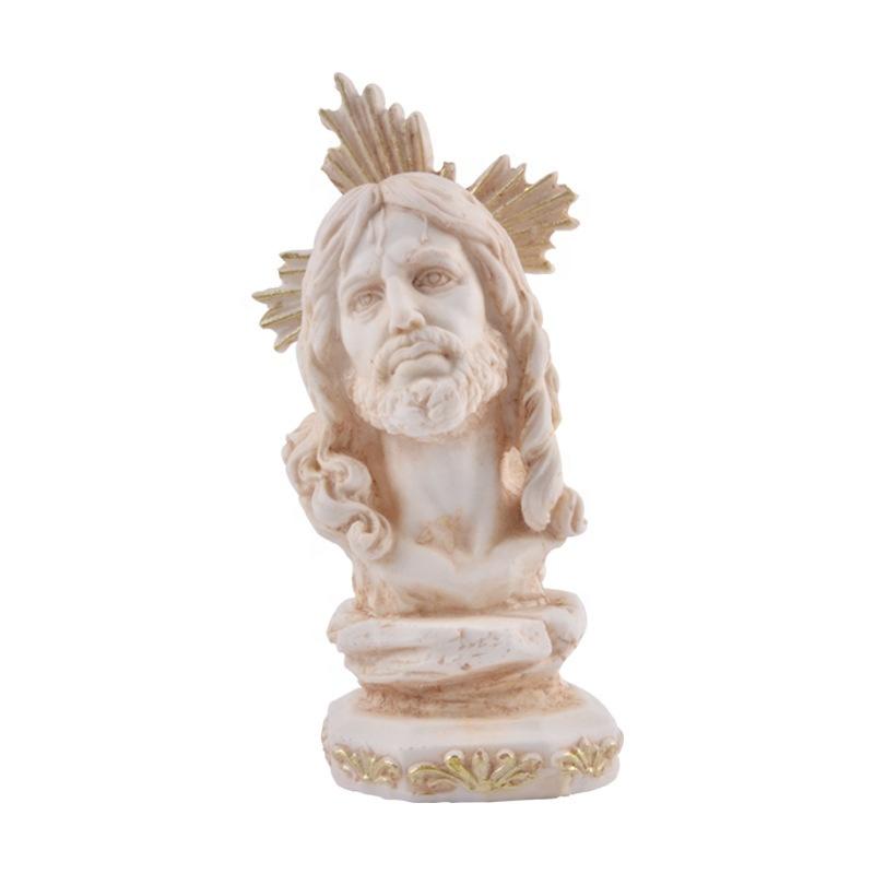 Catholic Religious Gift Resin Candlestick Jesus Statue Figurine For Home Decor Room Decoration Church Supplies