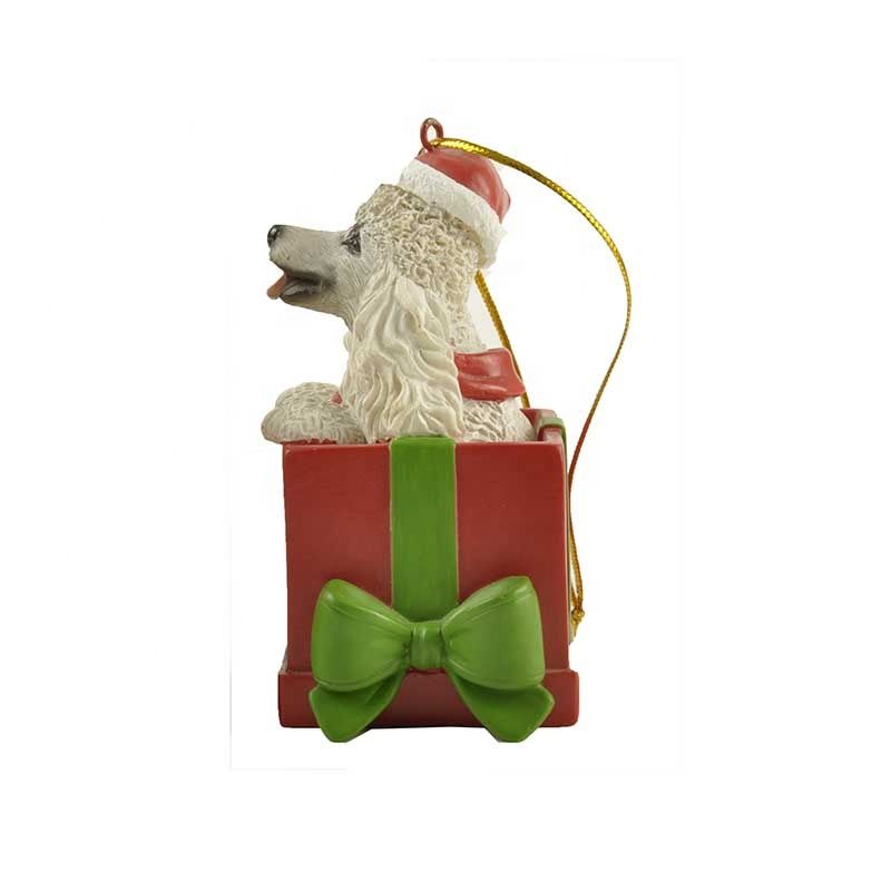 Wholesale white poodle Christmas home accessories in gift box decorations