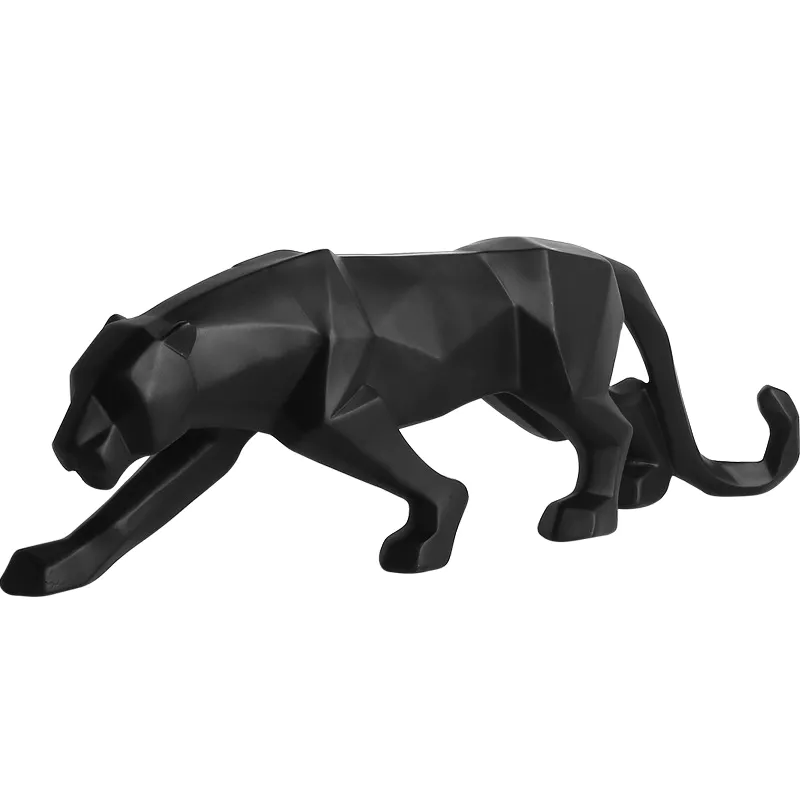 Black Nordic Animal Figurine Abstract Leopard Decoration Resin Crafts Statue For Home Bedroom Office