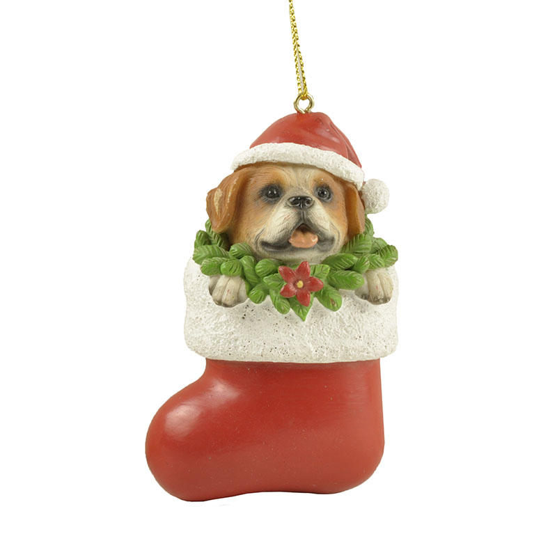 Newly released resin Spanish hound dog statue pendant in Christmas stockings decorations