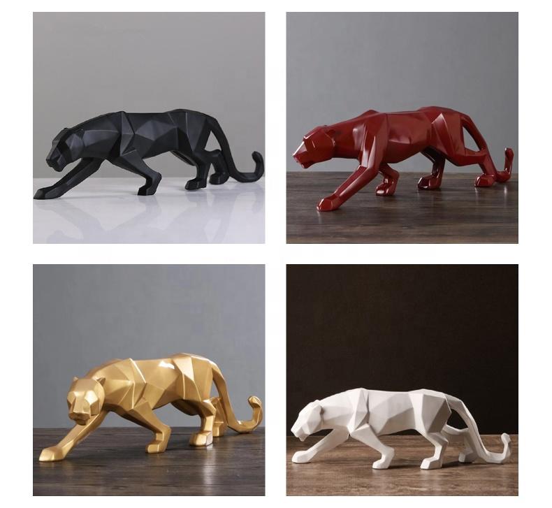 Gold Resin Crafts Nordic Abstract Animal Figurine Leopard Statue Decoration For Home Bedroom Office