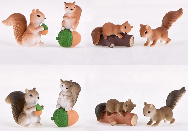 Amazon Hot Sale natural animal figurines Resin Squirrel assorted decor