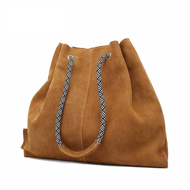 Women Vintage Genuine Leather BagSoft Cowhide Shoulder Tassels Bag