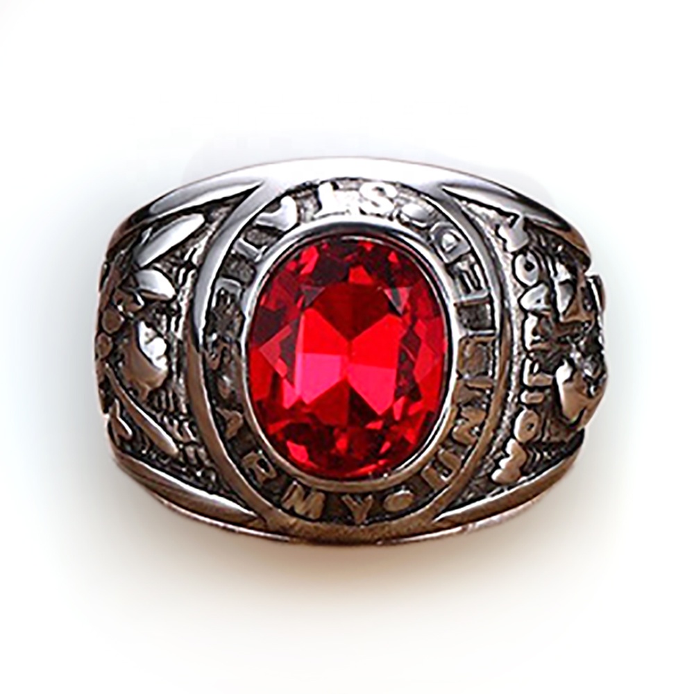 High quality red stone usssa baseball championship rings
