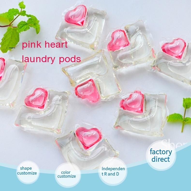 2 in 1 pink heart shape water soluble laundry capsules