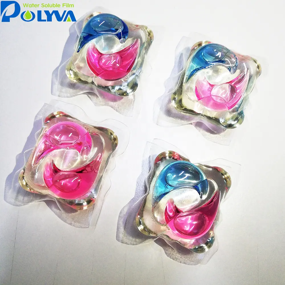 PVA material eco-friendly water soluble film laundry detergent capsule 3in1