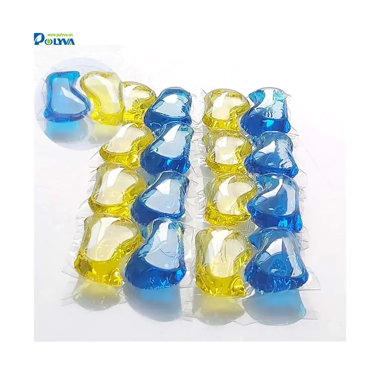 2 in 1 yellow and blue water soluble laundry pods