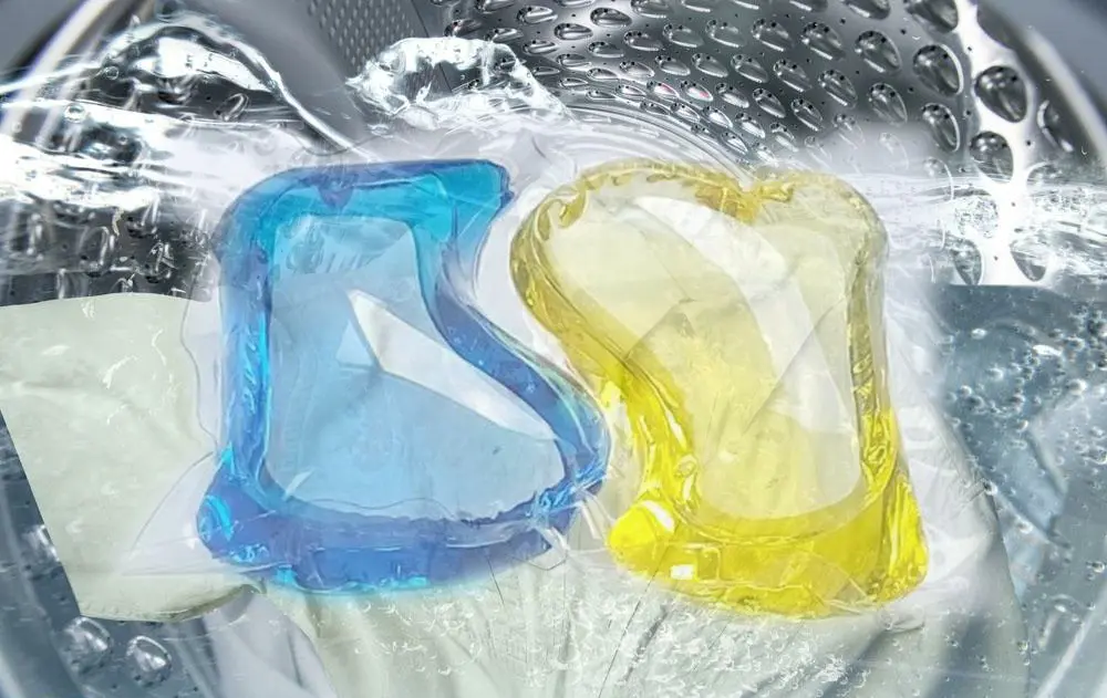 15-25g 2 in 1 yellow and blue water soluble laundry pods