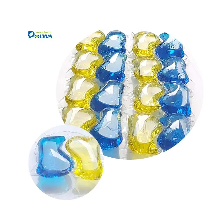 2 in 1 yellow and blue water soluble deeper clean laundry pods