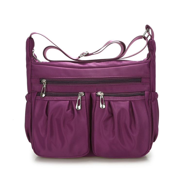 Osgoodway2 Multi Pockets Middle-aged Ladies Bag Plain Oxford Travel Women Single Shoulder Sling Crossbody Bag