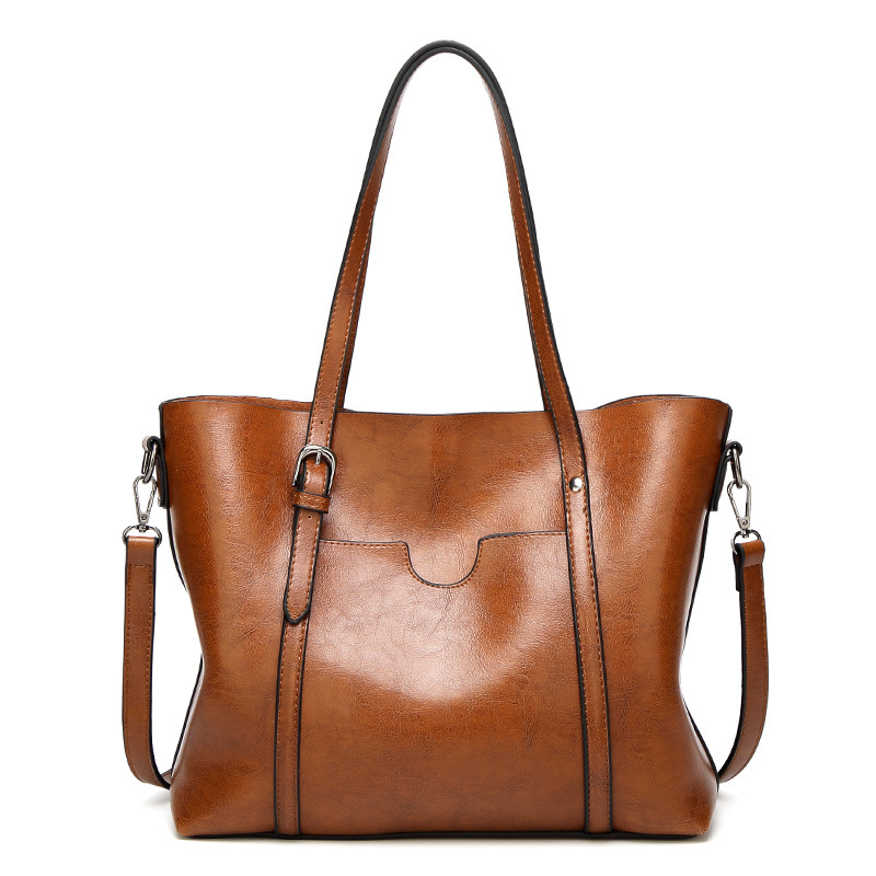 Osgoodway2 Women Bag Oil Wax Big PU Leather Handbags for Women Tote Handbags Ladies Bags