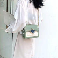 Osgoodway2 korean style PU small square shape wallet sling shoulder bag soft leather crossbody bag