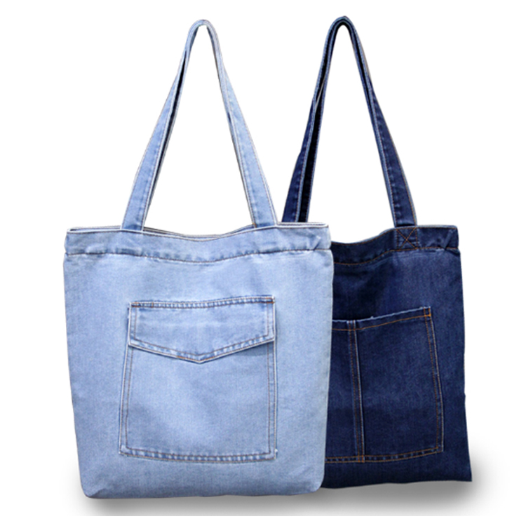 Osgoodway2 Casual Denim Fabric Tote Shoulder Shopping Bag Wholesale Women Handbags
