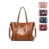Osgoodway2 Wholesale fashion oil wax PU leather handbags stylish ladies big women shoulder hand bag