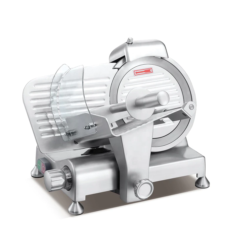 200W semi automatic stainless steel meat slicer manual gravity feed slicer features a compact design