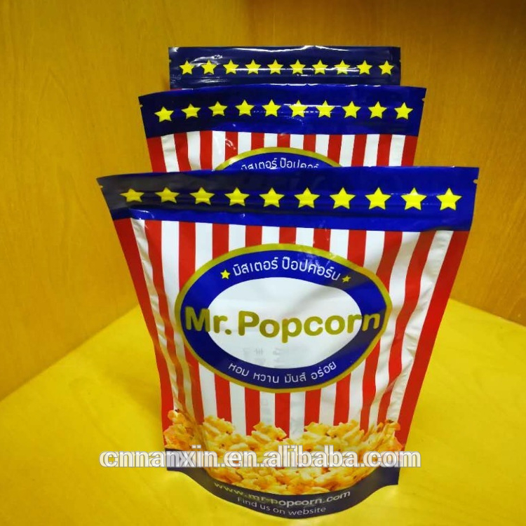 OPP/CPP popcorn packaging bag stand up pouch