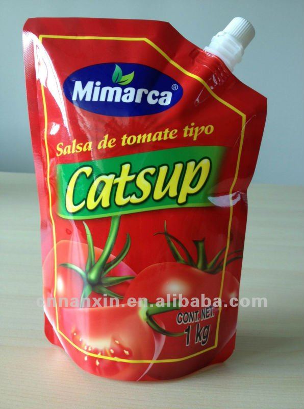 spout self standing pouch for catsup