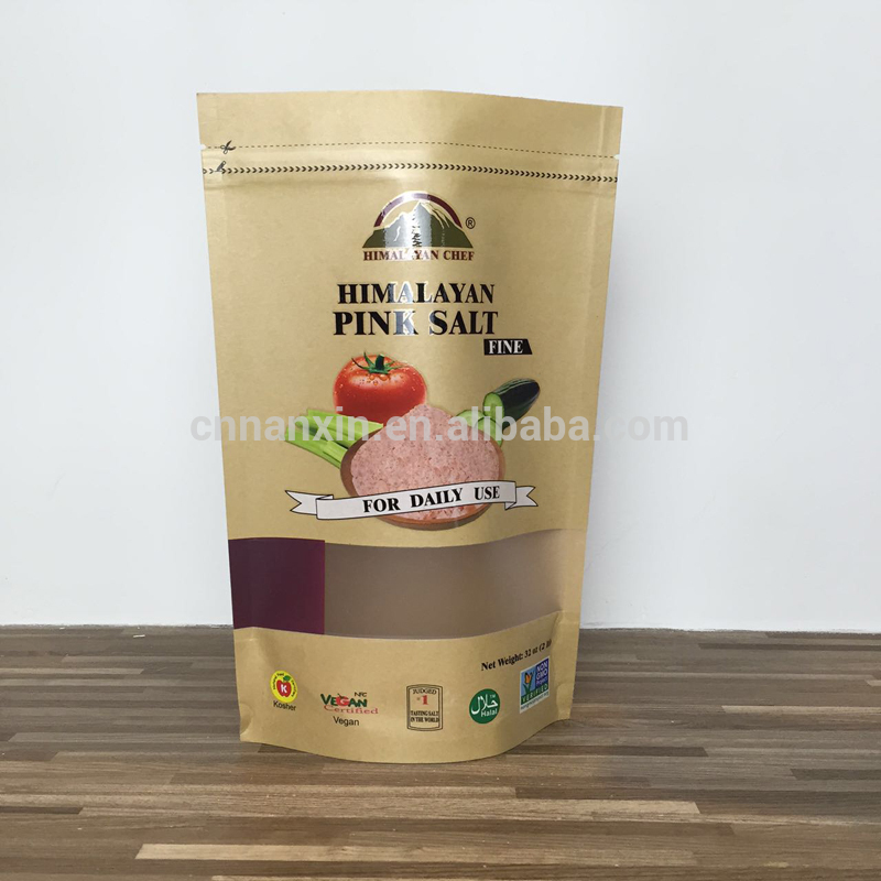 Bodiness food grade brown kraft paper bag with window