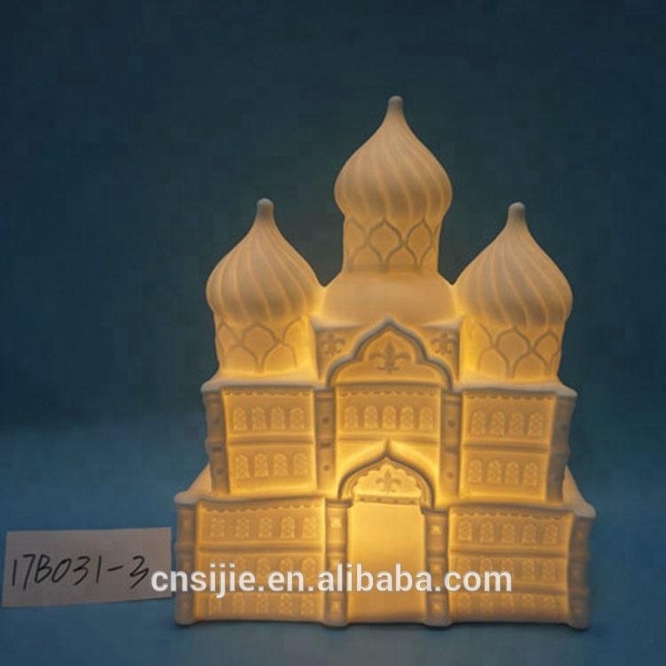 Unpainted porcelain castle ceramic christmas lighted village house