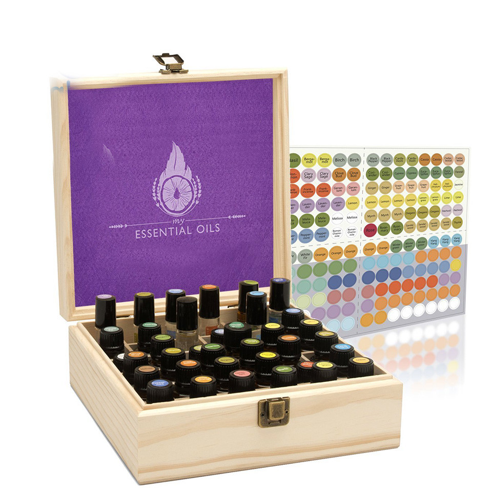 Original color gift handmade wood organizer essential oils box with dividers