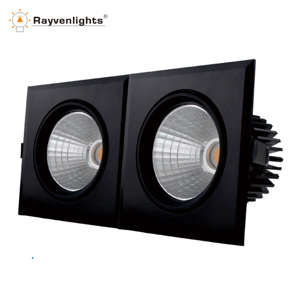 Triple head 45w led grille lights led rectangle commercial downlight flush mount