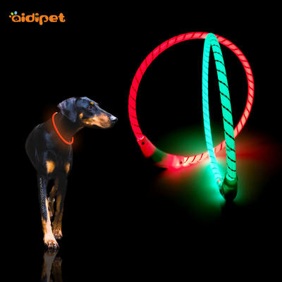 Reflective Silk Polyester Led Dog Collar Water Resistant Free Size Dog Collar Luminous Collar for Pets Dogs Rechargeable