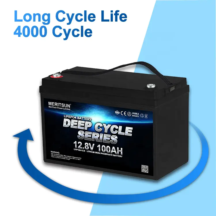 MeritSun Lifepo4 Deep Cycle Lipo Li-ion 12V 100AH Lithium ion Battery Pack Power cell for UPS Solar Product