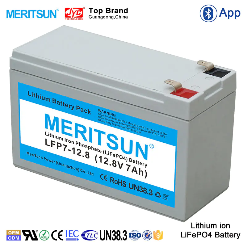Litio Battery Lithium Li Ion Battery Specifications Price Professional 12V 7ah Free MERITSUN ABS>2000 Cycles